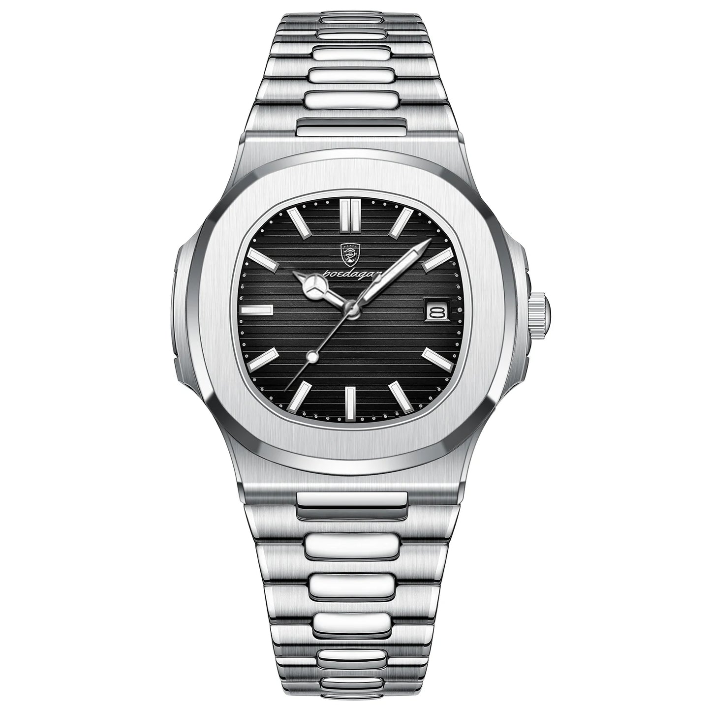 Luxury Men Watch Waterproof Clock Luminous Date Stainless Steel Square Quartz