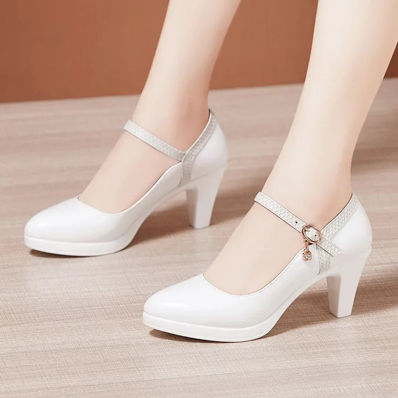 Patent Leather Shoes Women High Heels Mary Janes Platform Pumps
