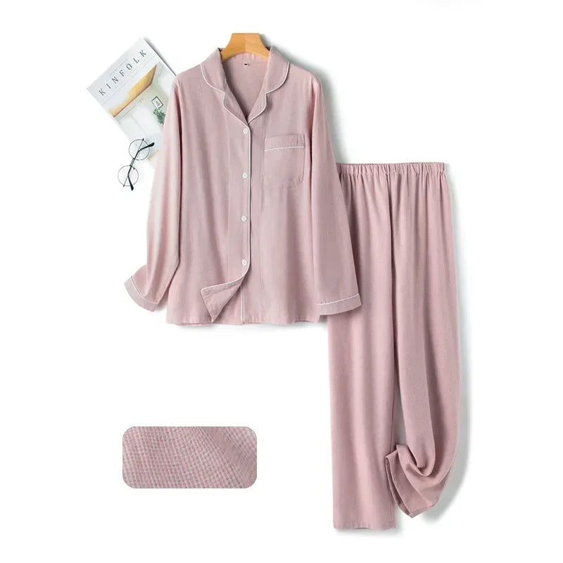 Autumn and Winter Multi Colors Cotton Brushed Solid and Plaid Design Warm Thick Trousers Pajamas Set Couples Home Clothes