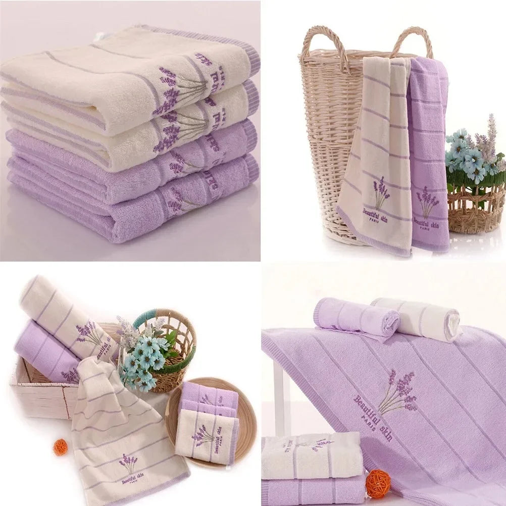High-quality pure cotton embroidered bath towel, lavender scented, soft, quick-drying, highly absorbent hand towel/face towel
