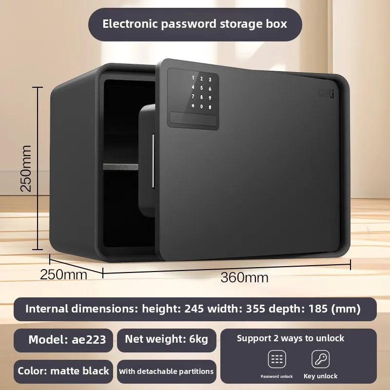 Safe deposit box household small fingerprint password automatic door opening 20/25cm anti-theft password key safe