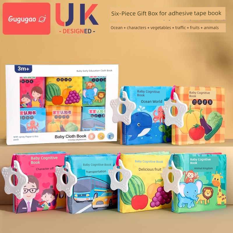 Baby Cloth Book Early Education Baby Tear-Proof Biteable Three-Dimensional Shredded Book 6 Months Cognitive Puzzle Sound Toy