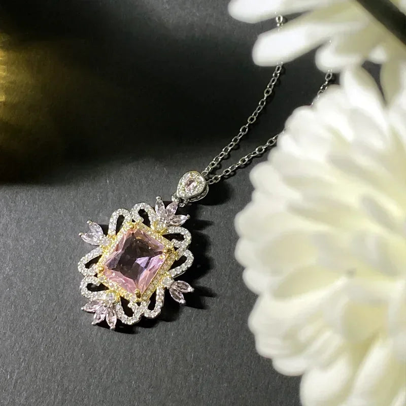 MDLFES Moissanite Diamond Style Europe America Medieval Jewelry Artificial Topaz Necklace