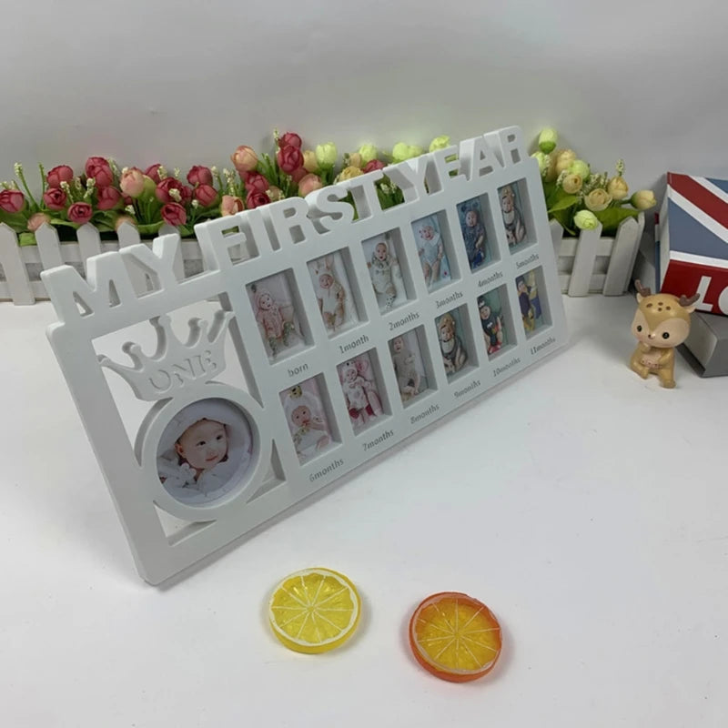 0-12 Months Pictures Milestone Photo Frame Souvenirs First Year Newborn Baby Collage