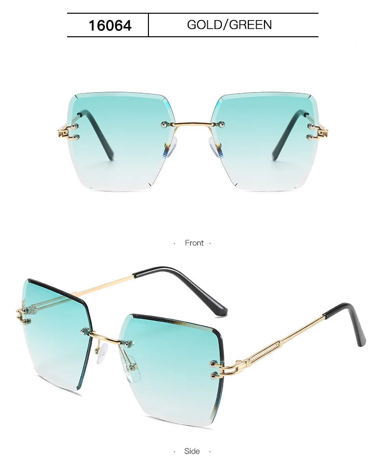 Trendy Polygonal Gradient Women Frameless Sunglasses