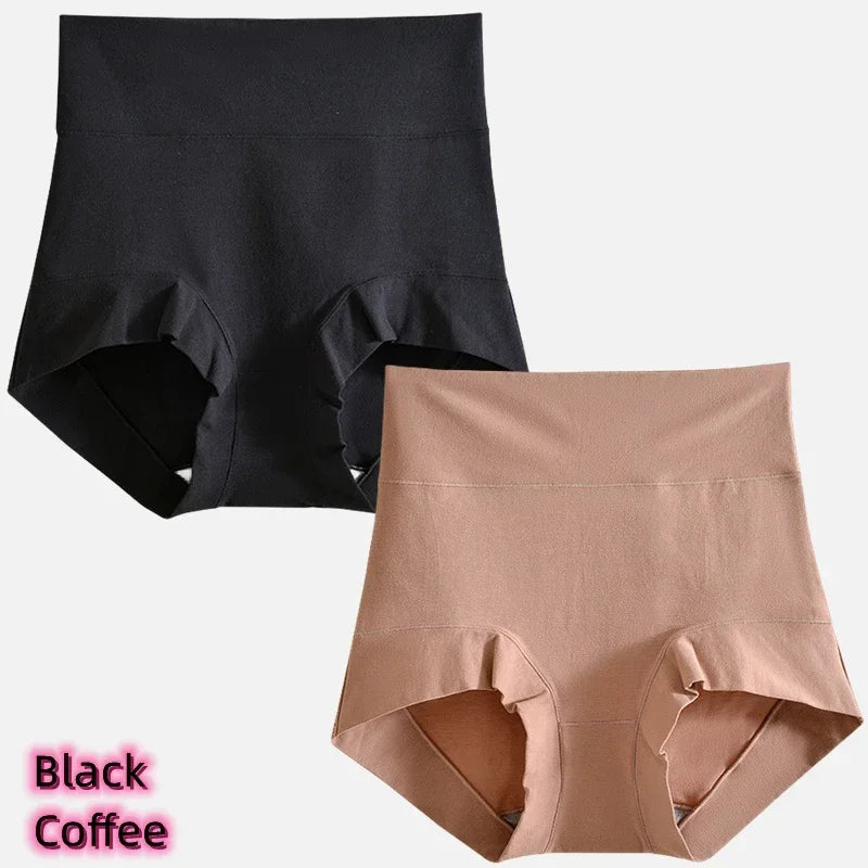 2pcs Women Cotton Panties High-Rise Tighten Abdomen Underwear Comfortable short Briefs