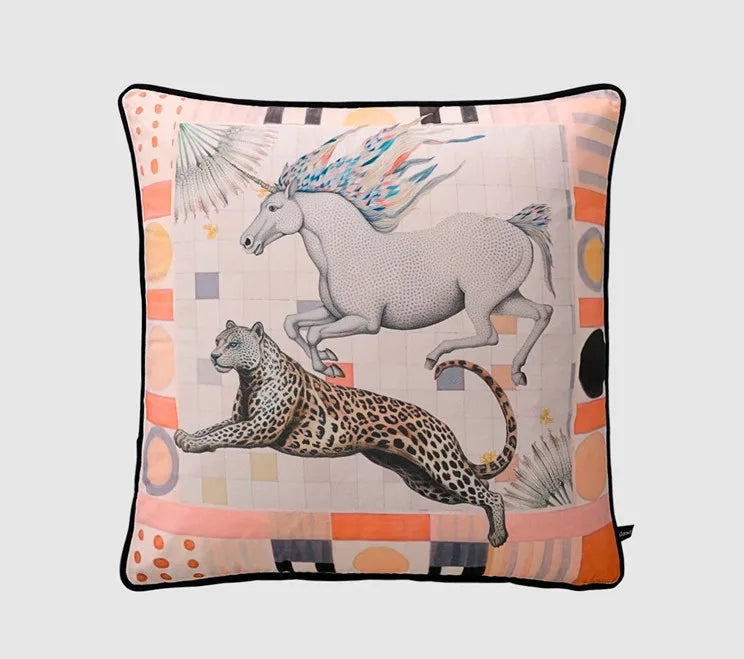 Home Gorgeous Cushion Cover Oriental Mystical Animals Print Ancient Style Decorative Pillow Case 50x50cm