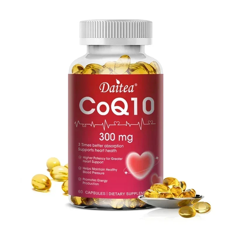 Coenzyme Q10 (CoQ10) Capsules, Supports Heart Health, Cellular Energy, Antioxidant & Blood Circulation, High Absorption