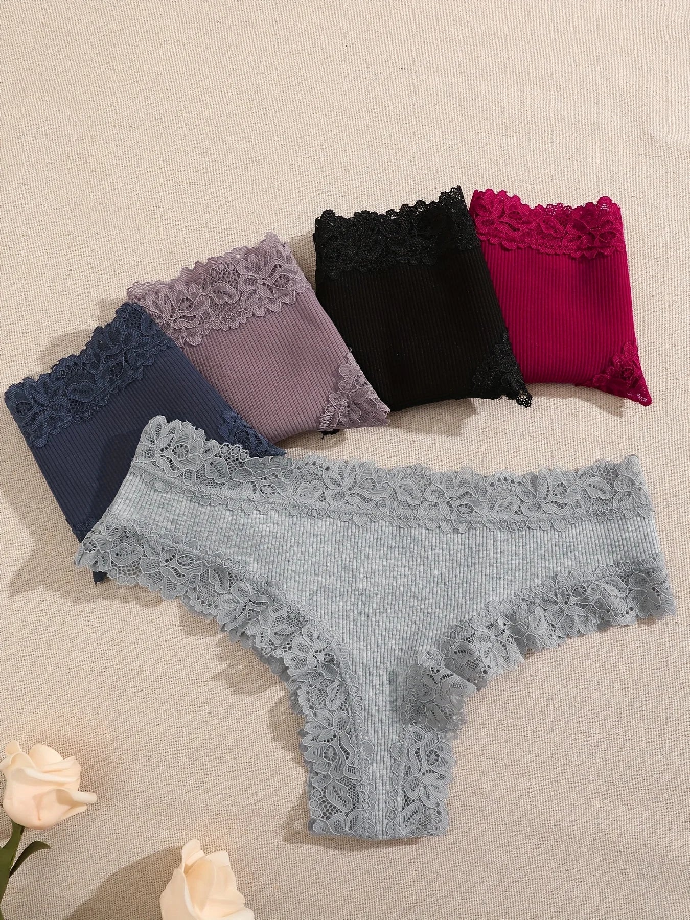10PCS/Set Women Lace Cotton Panties Sexy Low-Waist