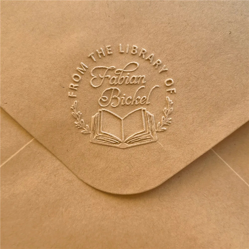 Custom Initials Embosser stamp,Book Embosser Personalized Wedding Embossing Stamp, Address Stamp, Form the Library Embosser