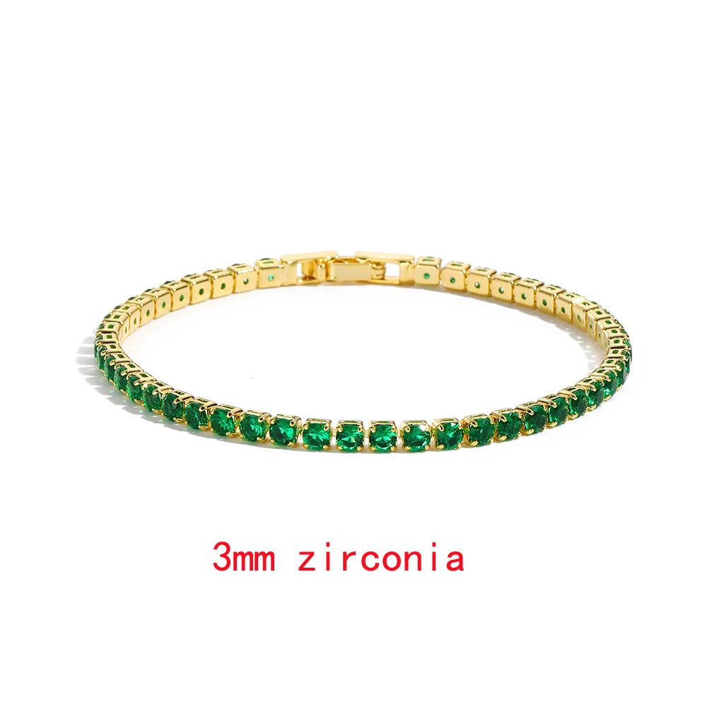 Mix Style Green Micro-inlaid Zircon Tennis Bracelet for Women 2025 New Men Bracelet Homme Jewelry Accessories Wholesale