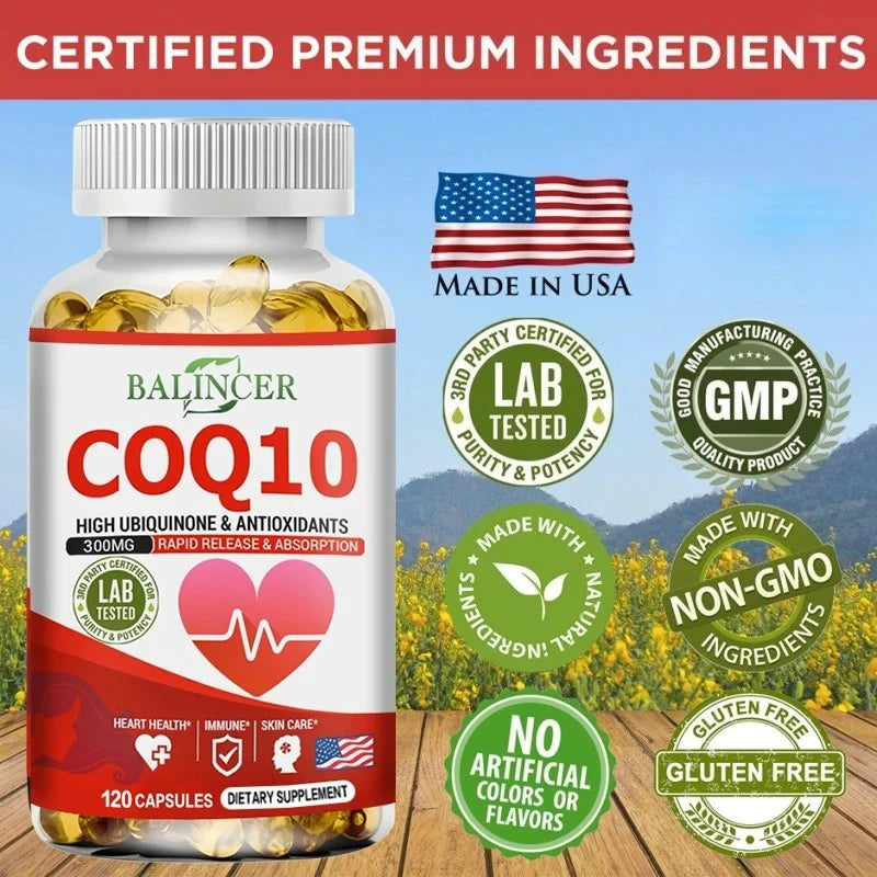 Balincer Organic Coenzyme Q10 Capsules - Supports Energy Production, Core System Health, Supports Immunity - Dietary Supplement