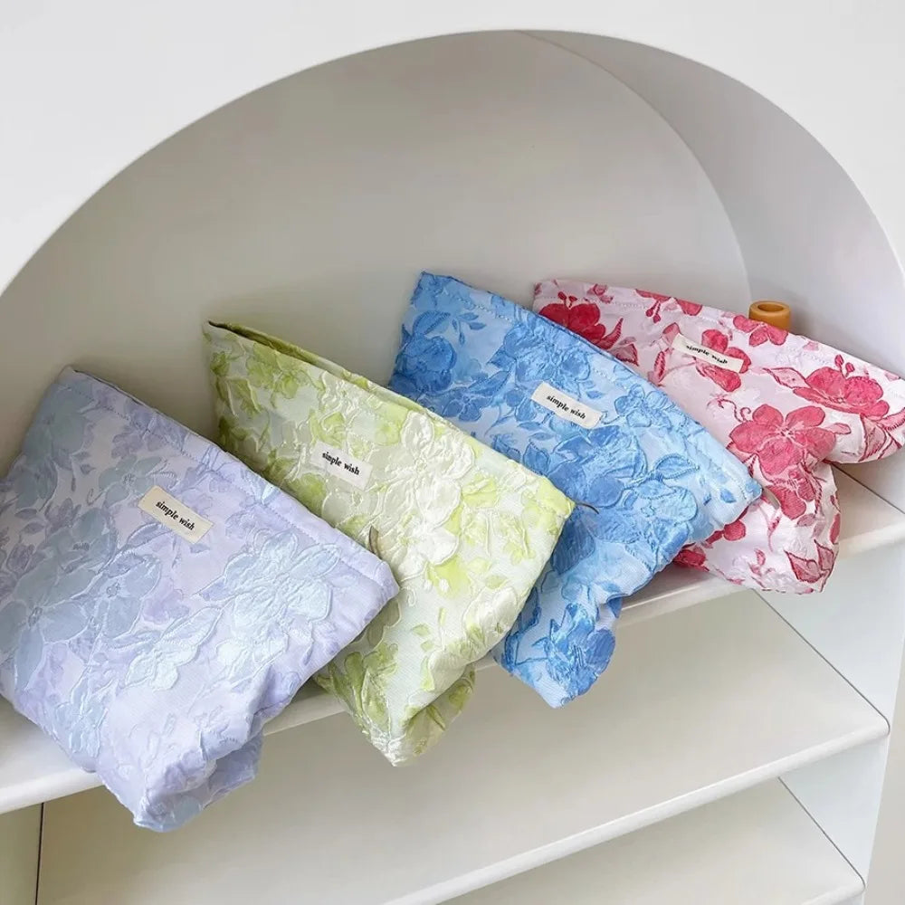 Fashion Floral Print Zipper Cosmetic Bag Travel Essentials Organizer Makeup Toiletry Pouch Portable Women's Makeup Bag