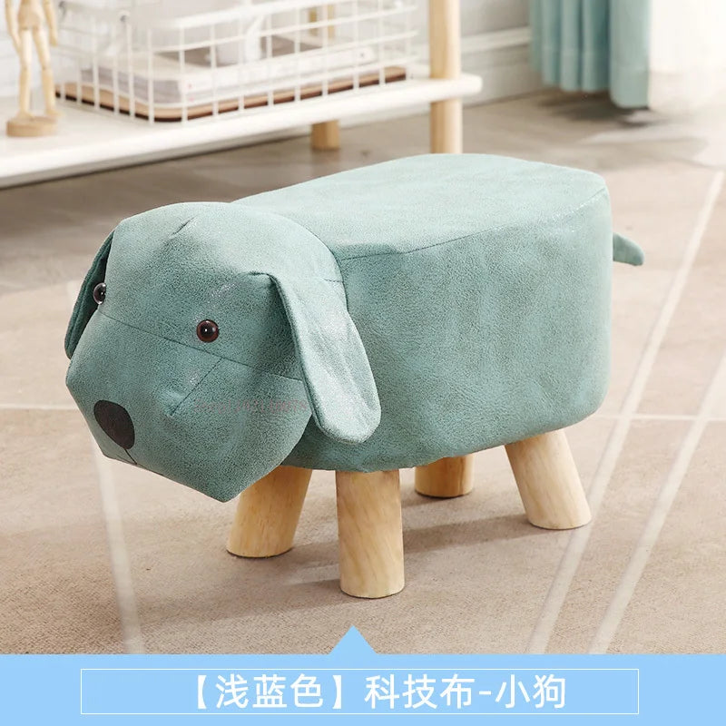 Real Wood Low Stools Creative Animal Elephant Cartoon Family Change Shoe taburete Small Stool ottomans Lovely pouf