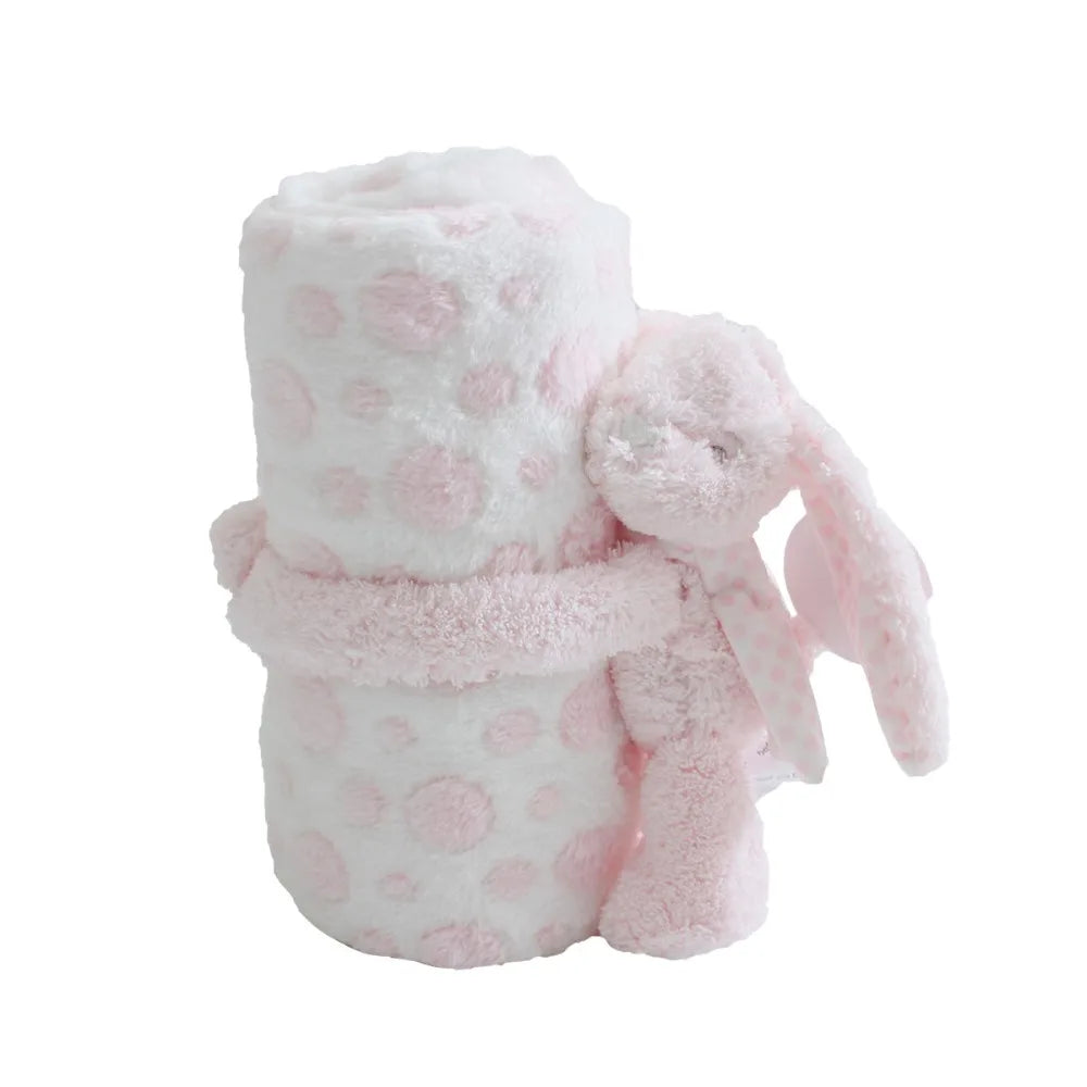 2pcs/set Stuffed Animal Plush Newborn Baby Flannel Blanket for Sleeping 75*100cm