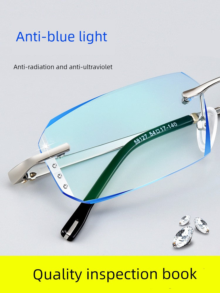 Anti-Radiation Glasses Men's Plain Anti Blue-Ray Finished Products Watch Mobile Phone with Myopia Frameless without Degrees Eye Protection