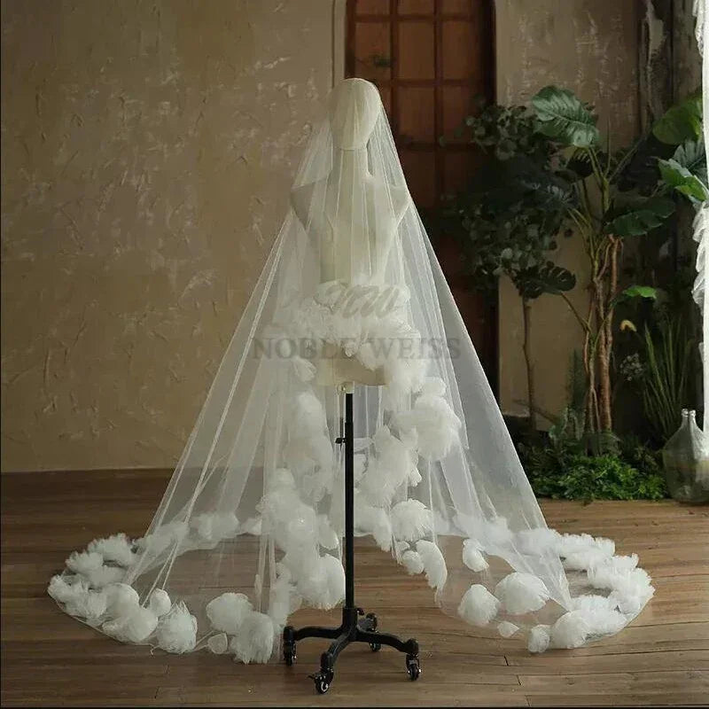 Bridal Flower Wedding Veil Long 3D Flower Hair Accessories Customized