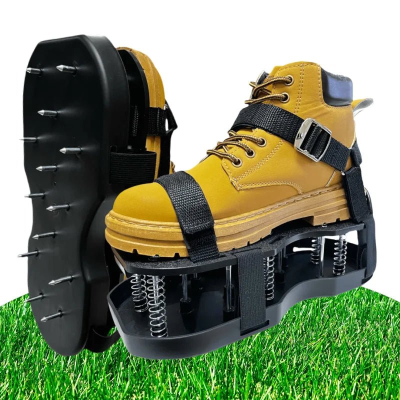Lawn Aerator Shoes for Grass Layer with Spiked Bottom Spring Base Adjustable Strap with Hook Loop Strap for Yard Lawn Garden Use
