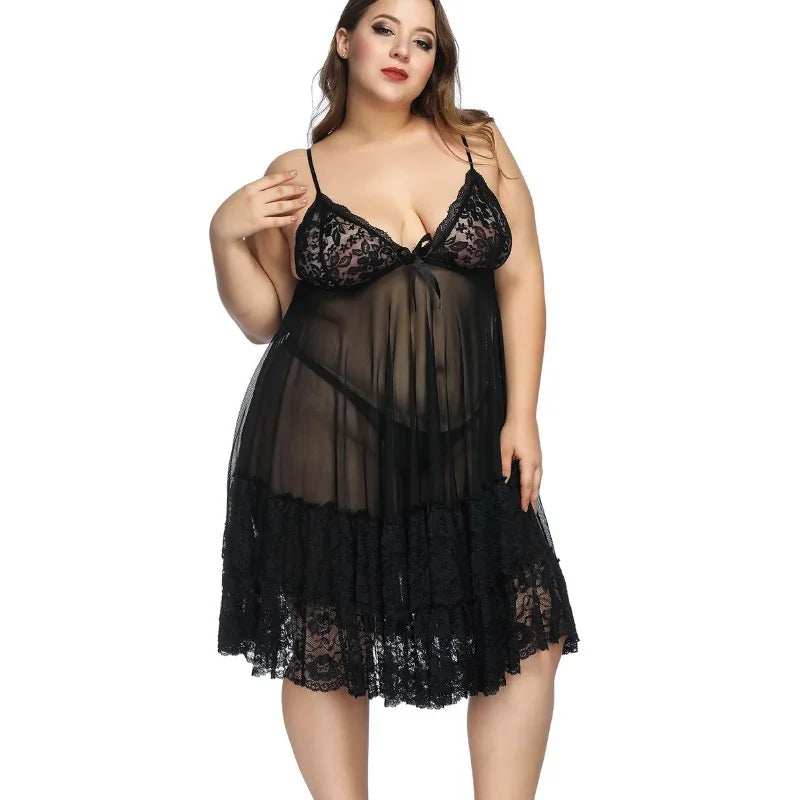 S-7XL Plus Size Sexy Strap Nightwear Large Lingerie Sleep Wear Gown