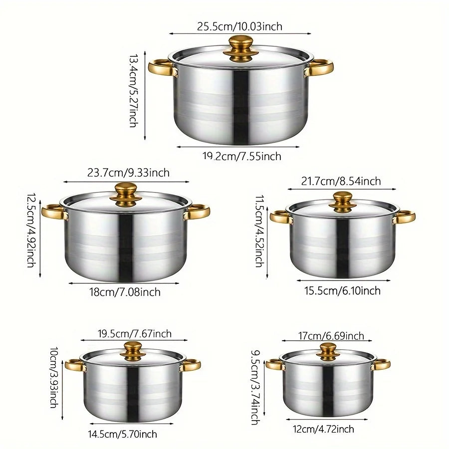 Stainless steel cooking pot with lid
