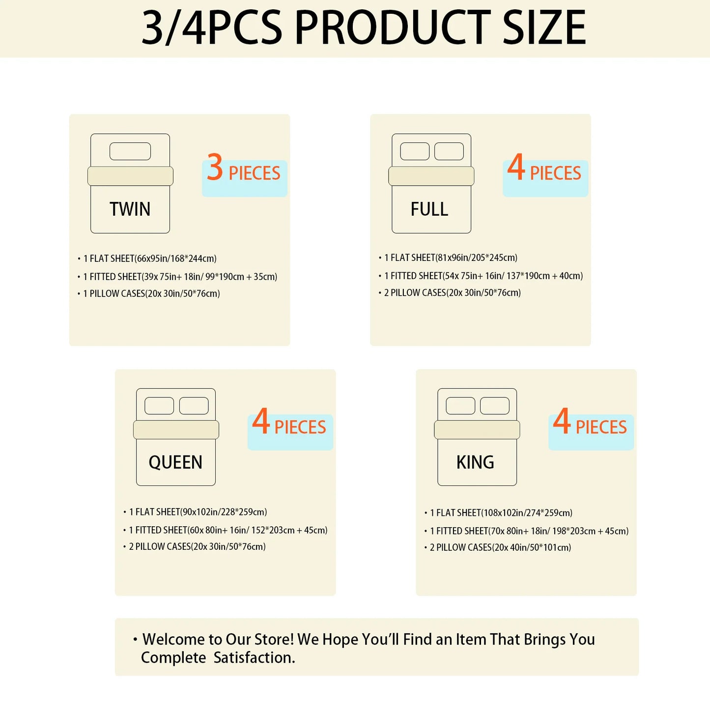 3/4Pcs Soft all seasons bedding set,1 fitted sheet, 1 flat sheet, 1/ 2 pillowcases