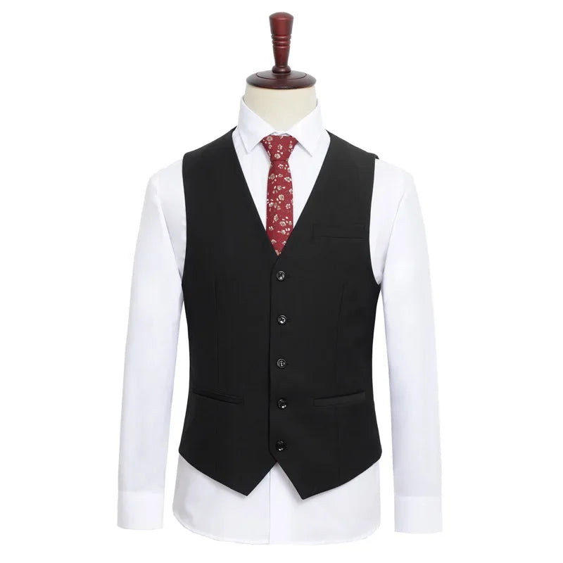 Men Plus Size Black Suit Vest Solid Color Single Breasted Waistcoat Grey Black Navy 9XL