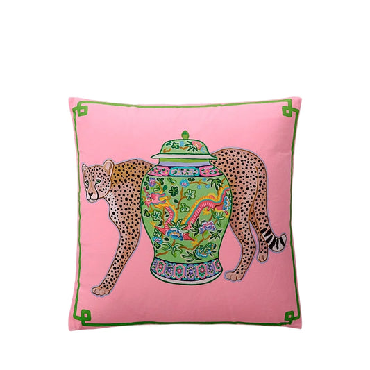 Tiger Home Cushion Velvet Cover Cheetah With Ginger Jar Decorative Pillow Case