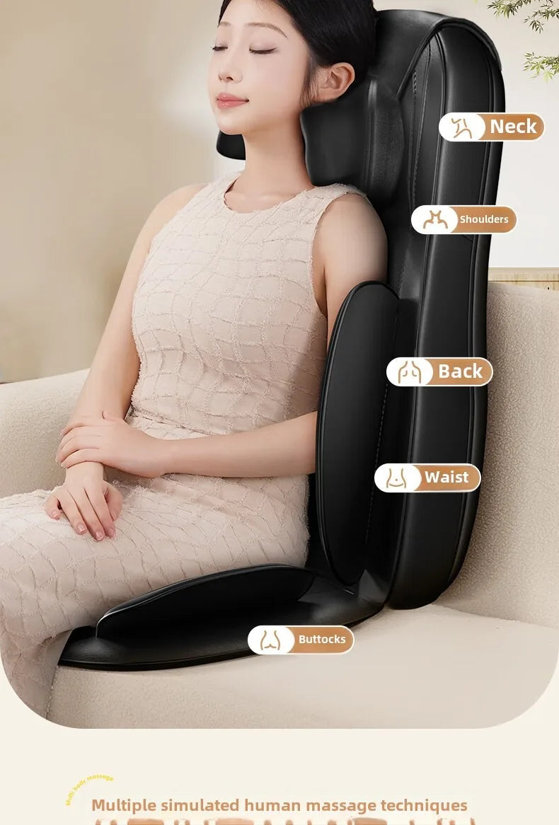 Upgrade Electric Full Body Massage Chair Neck Back Waist Leg Vibration Kneading Shiatsu Cushion Seat Relaxation Trapezius Massag
