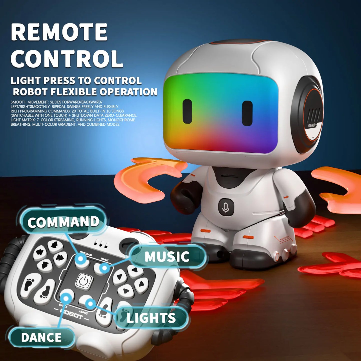 Intelligent remote control robot, interactive recording, lighting, music, dance toys, birthday gifts for boys and girls