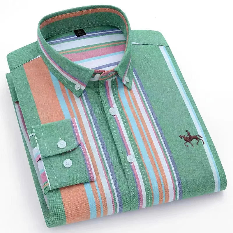 Men's Oxford Dress Shirts 100% Cotton Spring Long Sleeve Casual Business Formal
