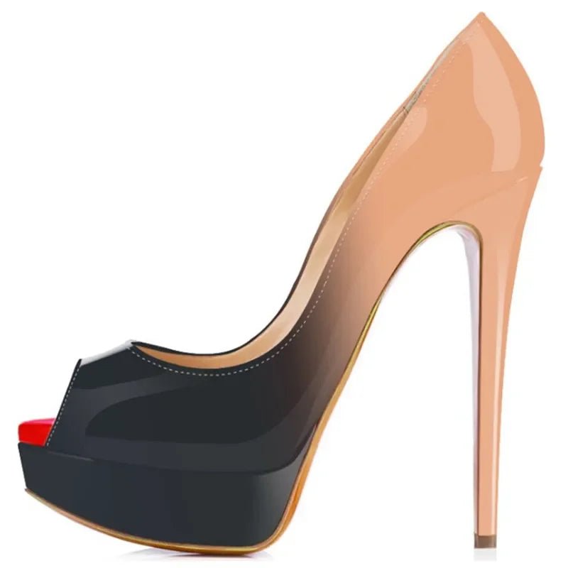 Women Pumps Elegant Platform Peep Toe Shoes