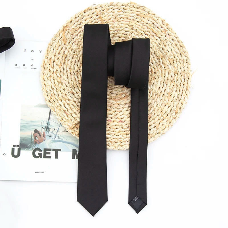 Classic Black Solid Ties for Men High Quality Women Neckties for Wedding Party Business Casual