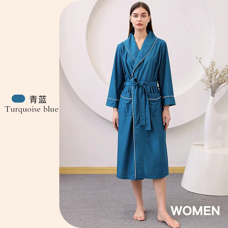 Hotel Couple Bathrobe Long Sleeved Robe Kimono Sleepwear Pajama Large Size