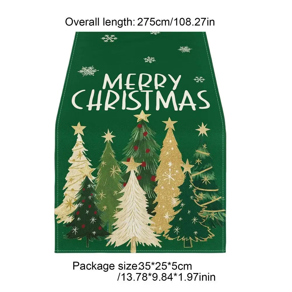 Christmas Table Cover Runner Holiday Tablecloth Linen Rectangular Farmhouse