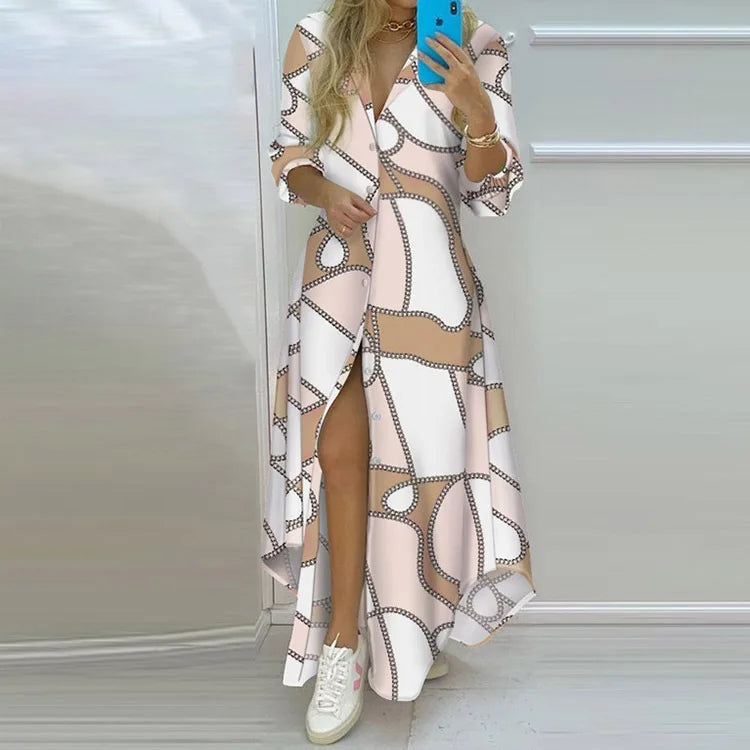 Women Vintage Long Casual Printed Dress Women