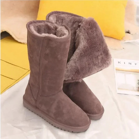 Women Classic Winter Snow Boots Waterproof Warm Genuine Leather Fur Australia Plus Velvet Knee High