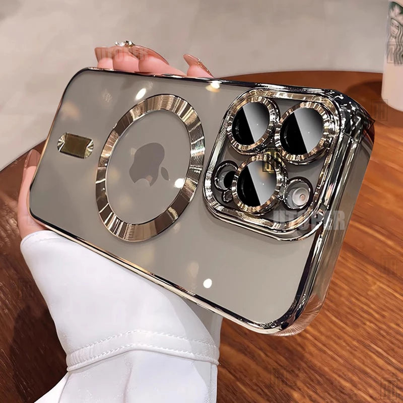 Desert Gold Case for iPhone 17 Air 16 15 14 13 12 11 Pro Max Plus, Clear Magnetic Lens Protection Soft Case