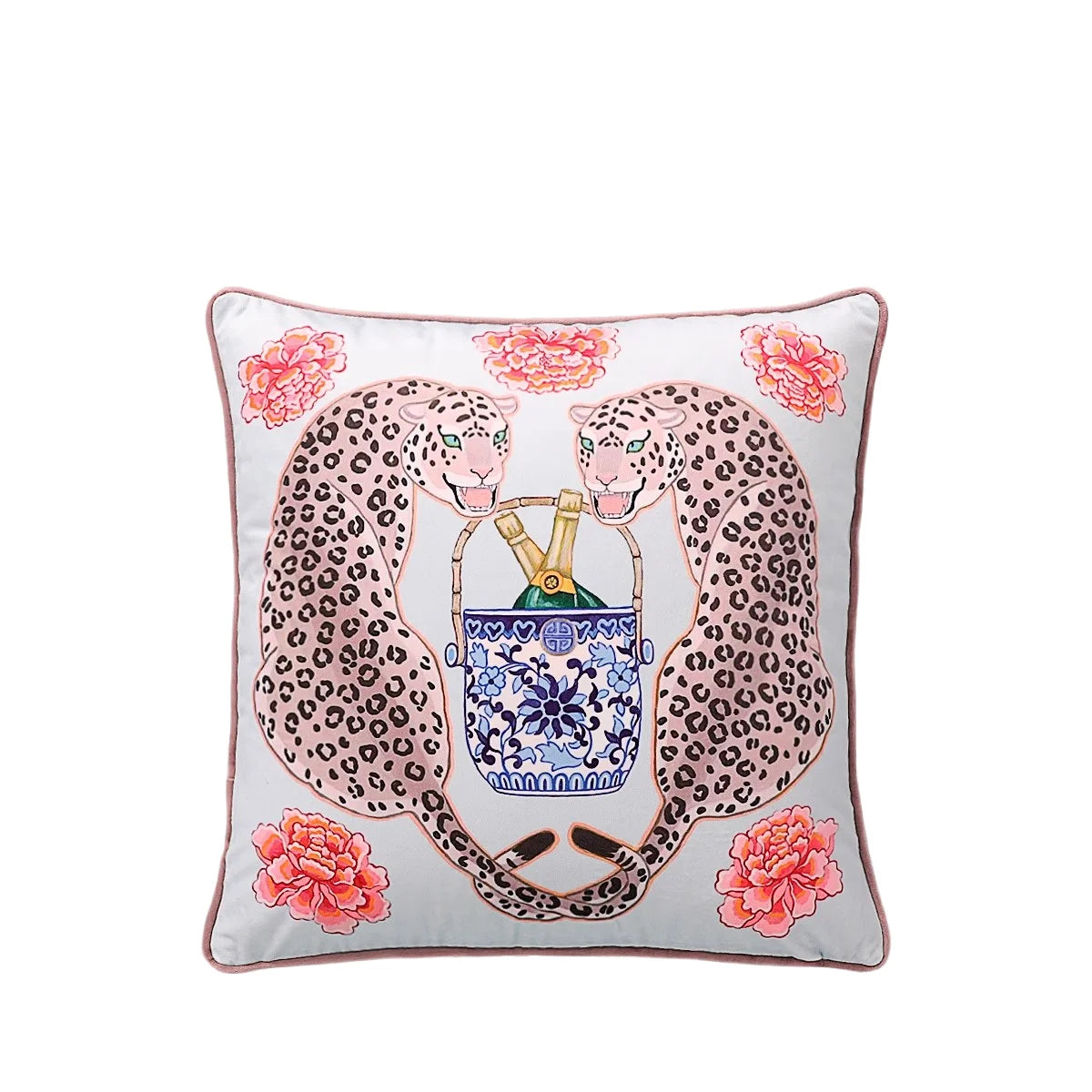 Tiger Home Cushion Velvet Cover Cheetah With Ginger Jar Decorative Pillow Case