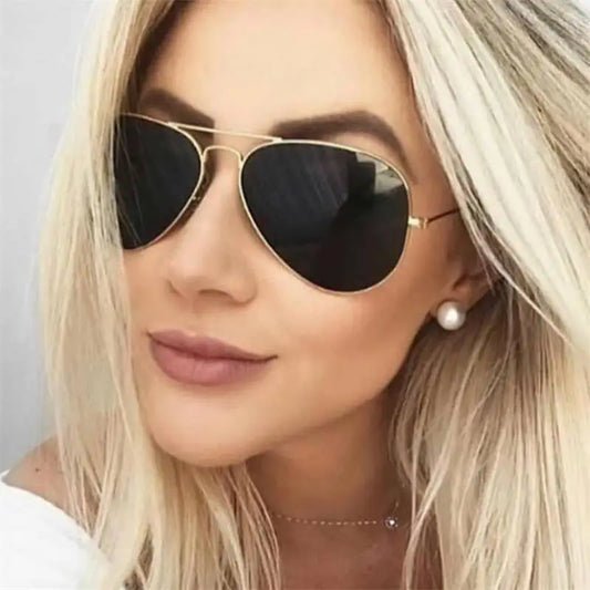 Gold Gradient Sunglasses Men Women Brand Designer Metal Pilot Sun Glasses