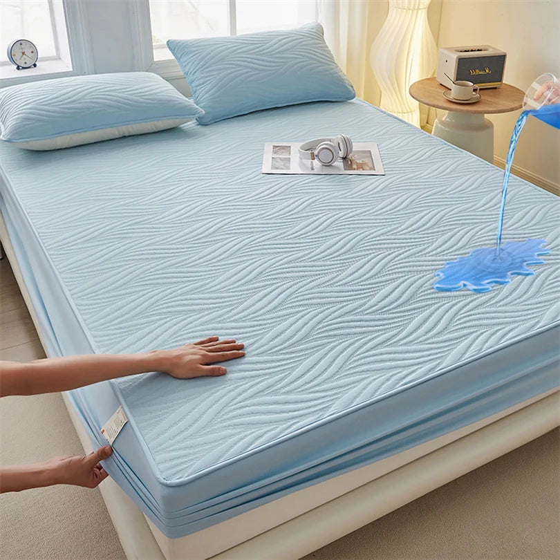 Waterproof Thicken Mattress Cover Quilted Cotton Mat Bed Covers Pad Skin-friendly Fitted Sheet Mattress Protector 100/140/160