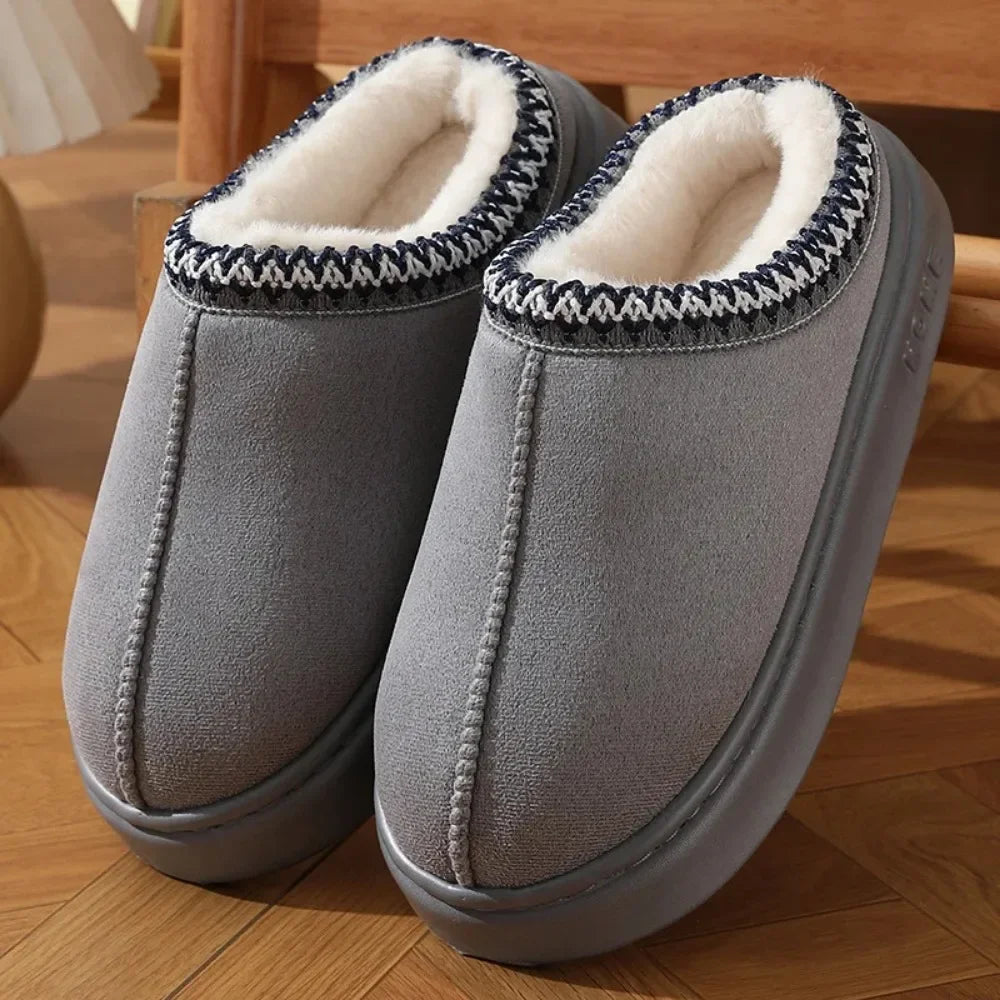 Winter Women's Soft Platform Slippers: Fleece Cotton Warm Shoes, Comfortable, Anti-Slip, Unisex Indoor Slippers