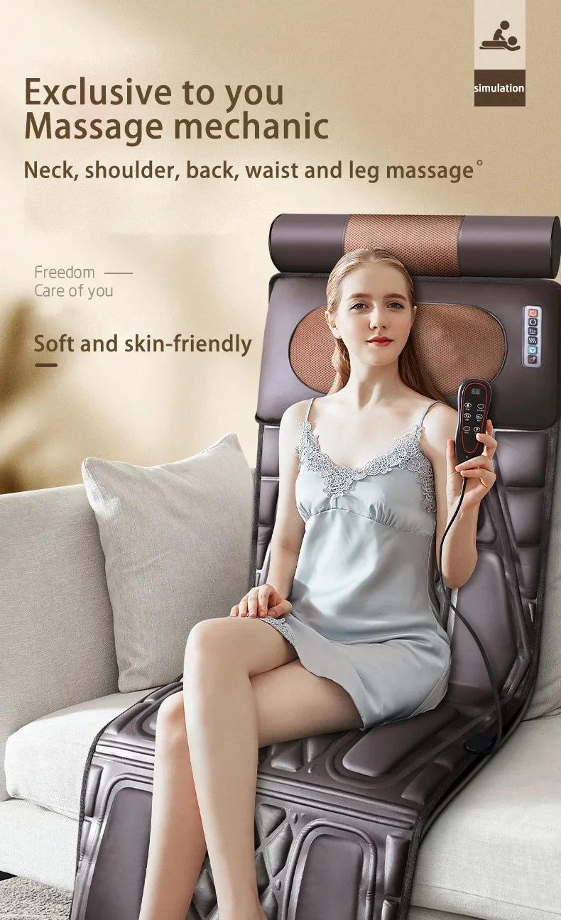 JINKAIRUI Full Body Electric Massage Mattress Multi-function Shoulder/Neck/Waist/Back Kneading Vibration Massage Pad with Heating