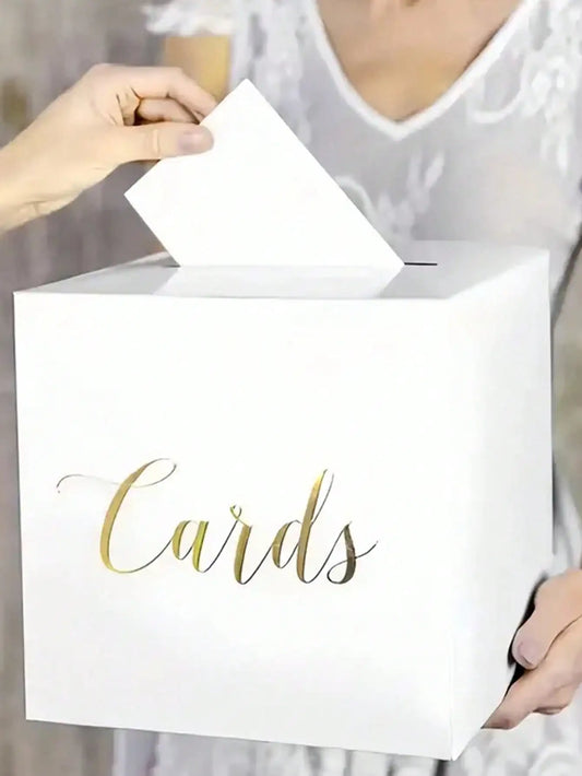 1 set of gold foil design voting game white card box, wedding special gift box, for baby shower, birthday party, graduation cent