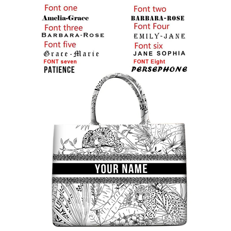 Personalized custom women's tote bag, canvas printed handbag, large capacity beach bag