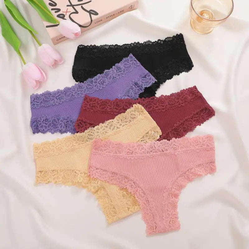 10PCS/Set Women Lace Cotton Panties Sexy Low-Waist