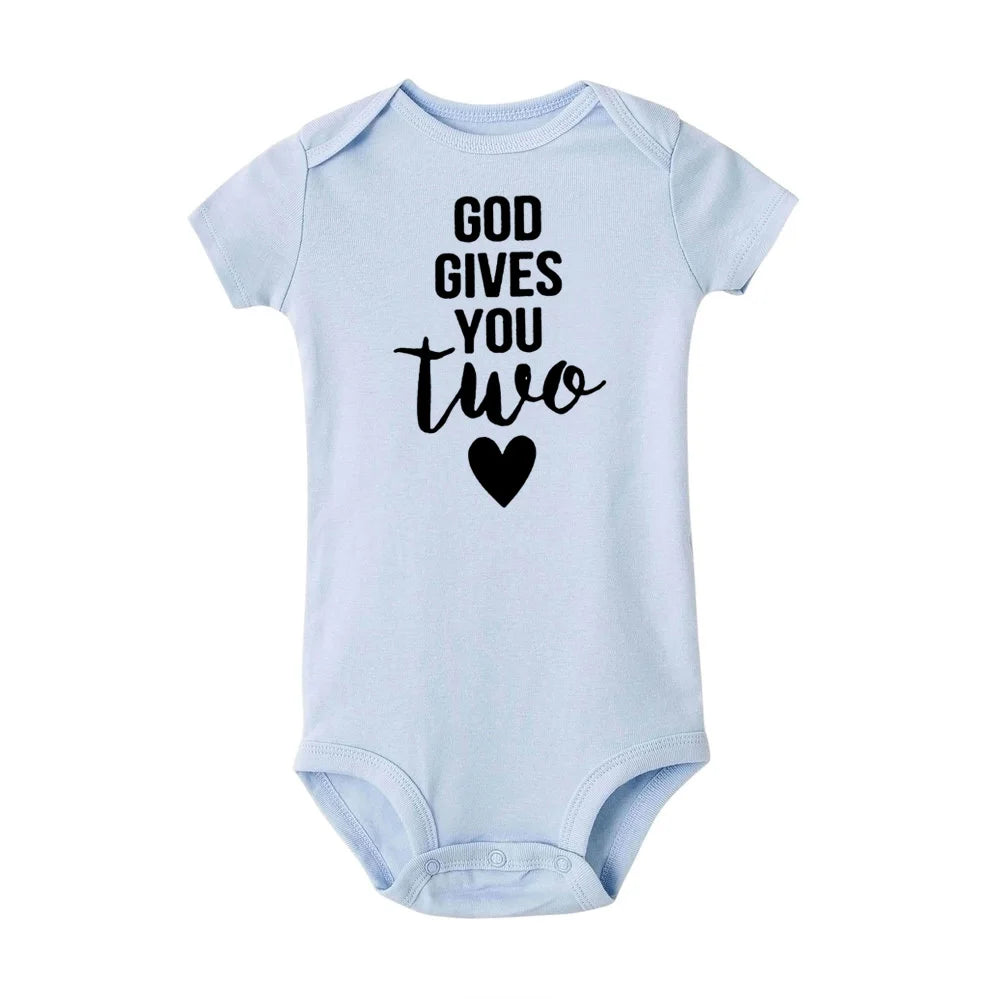 Twins Summer Newborn Baby Bodysuit Short Sleeve Unisex Boy Girls Jumpsuit