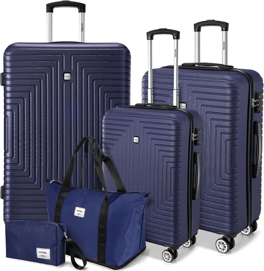Premium 5-Piece Travel Set, Expandable Hardshell Luggage with Spinner Wheels, Complete Family Suitcase Collection