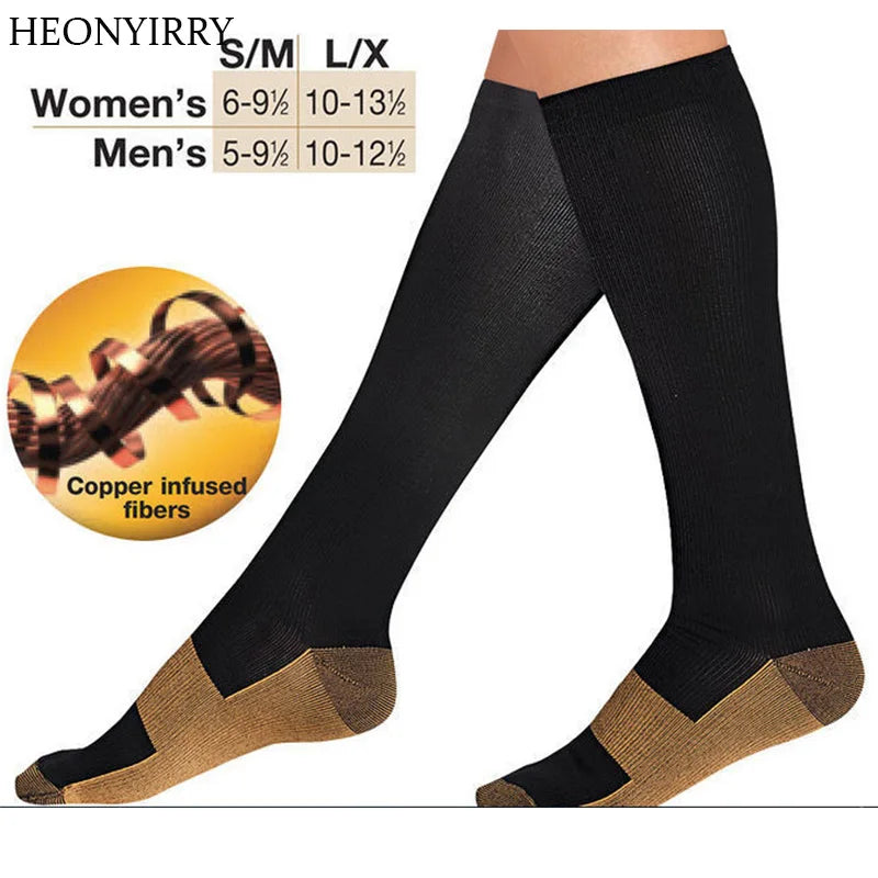 Copper Compression Men Women Socks Anti Fatigue Pain Relief Knee High Stockings 20-30 Athletic Pregnancy