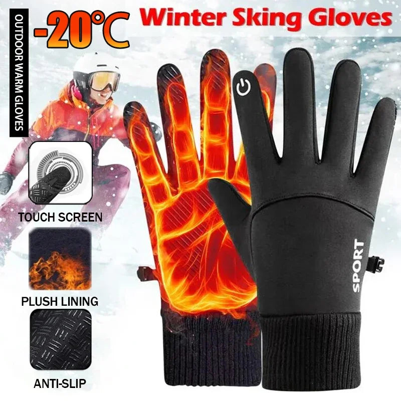 Autumn Winter Warm Full Finger Gloves Fashionable Outdoor Sports Touch Screen Anti Cold Non-slip Velvet Gloves