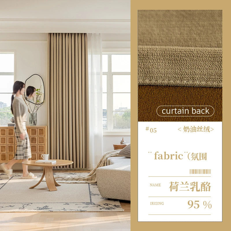 Super Soft Chenille High Blackout Curtains for Bedroom Living Room Romantic Colors Three-dimensional Texture Customize